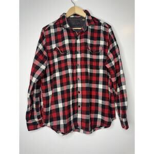 Woolrich Shirt Men XL Plaid Long Sleeve Bushed Flannel Dual Pockets Red White